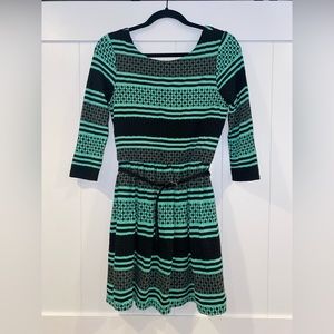 Women’s Love Reign Black & Mint Green 3/4 Sleeve Dress with Belt - Size Junior M
